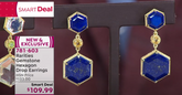 Rarities Sterling Silver Gold Plated Lapis & Citrine Hexagon Drop Earrings